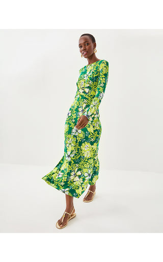 Alessani Maxi Dress - Fiddle Leaf Green Once And Floral