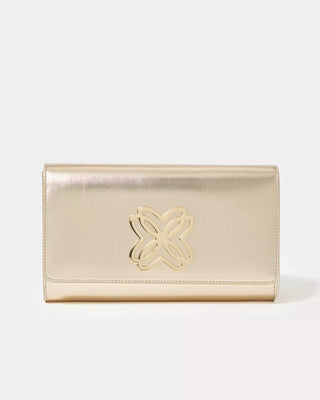Brit Leather Logo Clutch - Gold Metallic