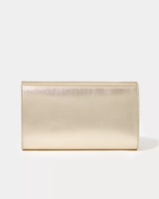 Brit Leather Logo Clutch - Gold Metallic