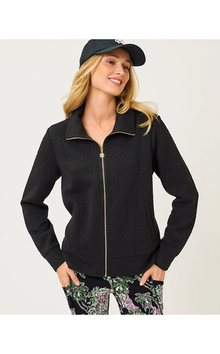 Eleni Zip-Up Jacket - Noir Butterfly Quilted Knit