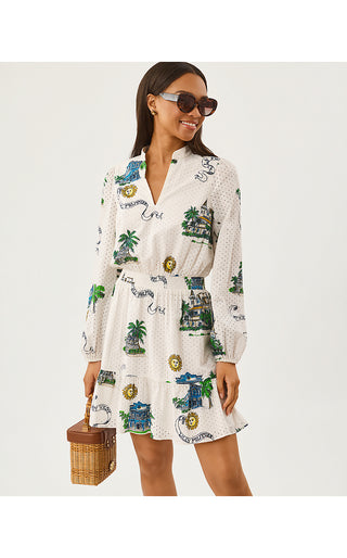 Axton Eyelet Dress - Coconut Key West Toile