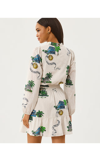 Axton Eyelet Dress - Coconut Key West Toile