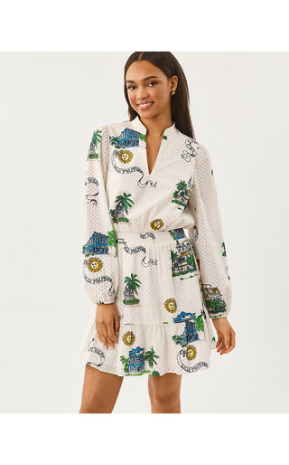 Axton Eyelet Dress - Coconut Key West Toile