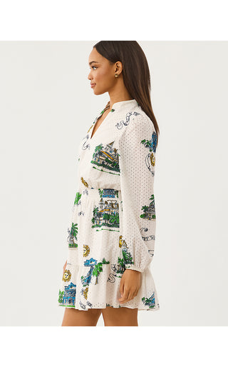 Axton Eyelet Dress - Coconut Key West Toile