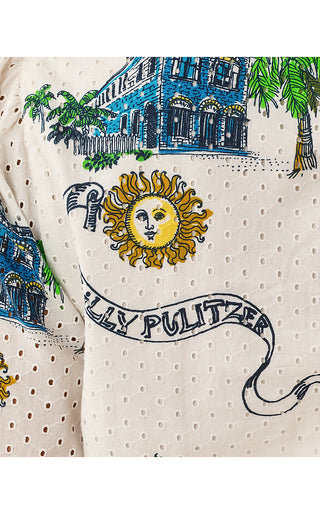 Axton Eyelet Dress - Coconut Key West Toile