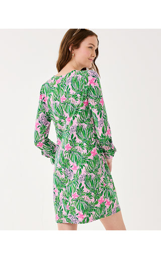 Lilly Pulitzer Nichole 3/4 Sleeve Dress - Conch Shell Pink Roaring with Joy Lilly Pulitzer Nichole 3/4 Sleeve Dress - Conch Shell Pink Roaring with Joy