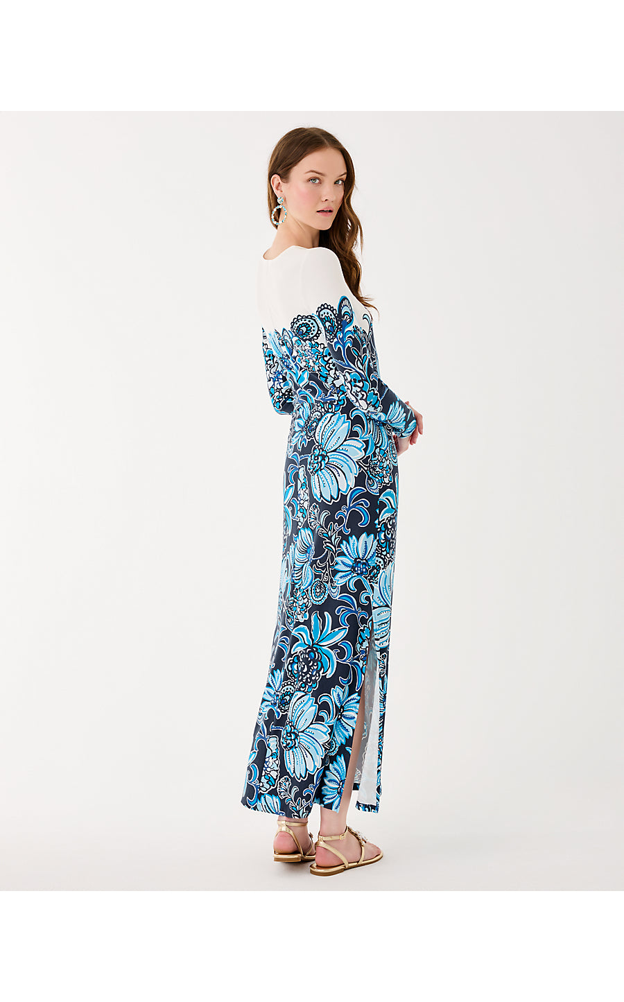 Lilly Pulitzer Nyla Long Sleeve Maxi Dress - Low Tide Navy Juicy Story Engineered Maxi Lilly Pulitzer Nyla Long Sleeve Maxi Dress - Low Tide Navy Juicy Story Engineered Maxi