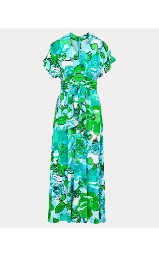 Keenan Maxi Dress - Capri Blue Rousseaus Roses