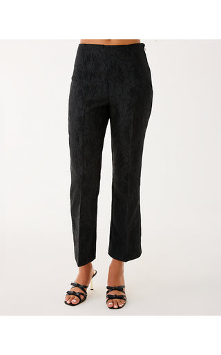 Jarrae High Rise Crop Flare Pant - Noir Exploded Flower Stretch Jacquard