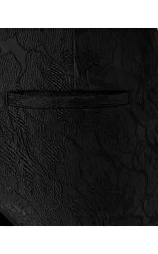 Jarrae High Rise Crop Flare Pant - Noir Exploded Flower Stretch Jacquard