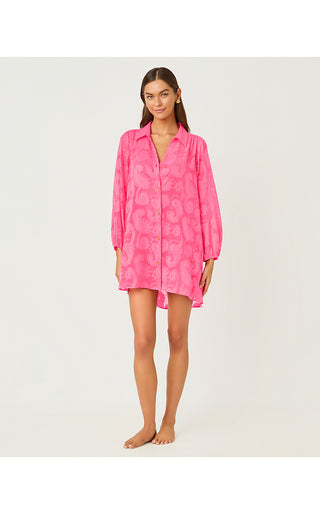 Sadira Clip Cover Up - Cherry Blossom Pink Tangerine Dream Clip Jacquard