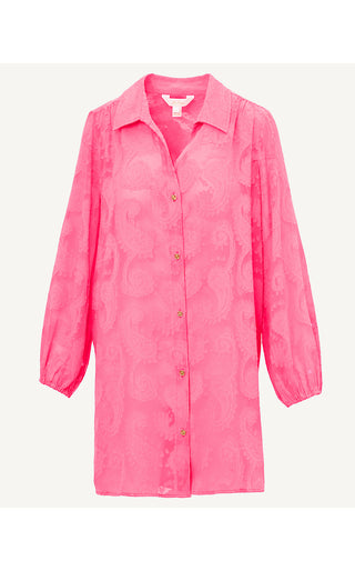 Sadira Clip Cover Up - Cherry Blossom Pink Tangerine Dream Clip Jacquard