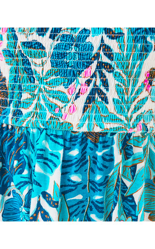 Girls Mini Jilly Long Sleeved Dress - Breezy Aqua Best Fronds Forever