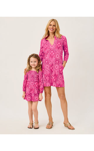 Girls Mini Jilly Long Sleeved Dress - Pink Aster The Casbah