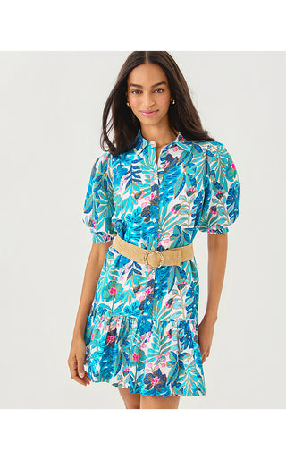 Brett Dress - Breezy Aqua Best Fronds Forever