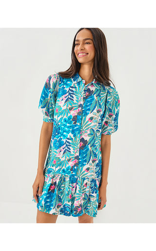 Brett Dress - Breezy Aqua Best Fronds Forever