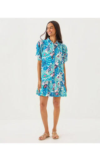 Brett Dress - Breezy Aqua Best Fronds Forever