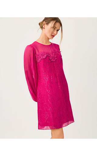 Gail Silk Dress - Berry Bouquet Fish Clip Chiffon
