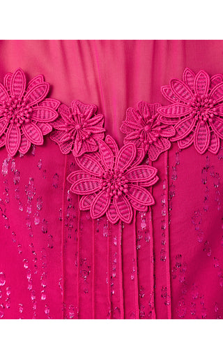 Gail Silk Dress - Berry Bouquet Fish Clip Chiffon