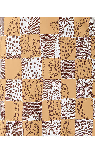 UPF 50+ Kaden ChillyLilly Maxi Dress - Iced Latte Cheetah Checks Engineered