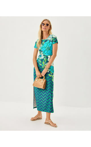 UPF 50+ Kaden ChillyLilly Maxi Dress - Starlight Navy Chevs Kiss Engineered