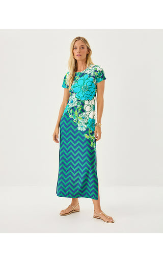 UPF 50+ Kaden ChillyLilly Maxi Dress - Starlight Navy Chevs Kiss Engineered
