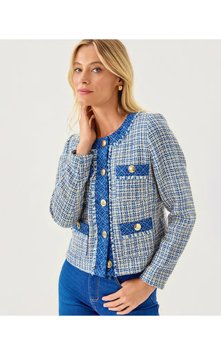 Ascena Boucle Jacket - Tangier Teal Ocean Deep Lurex Boucle