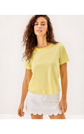 Clairmont Crochet Trimmed Top- Limoncello