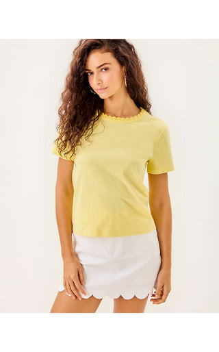 Clairmont Crochet Trimmed Top- Limoncello