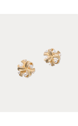 Tis The Season Pearl Cluster Earrings - Gold Metallic