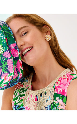 Tis The Season Pearl Cluster Earrings - Gold Metallic