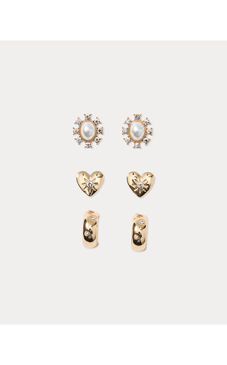Spicy Socialite Earring Set - Gold Metallic