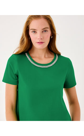 Clairmont Rhinestone Knit Top - Bamboo Green