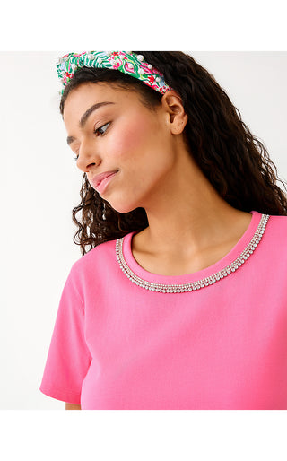 Clairmont Rhinestone Knit Top - Confetti Pink