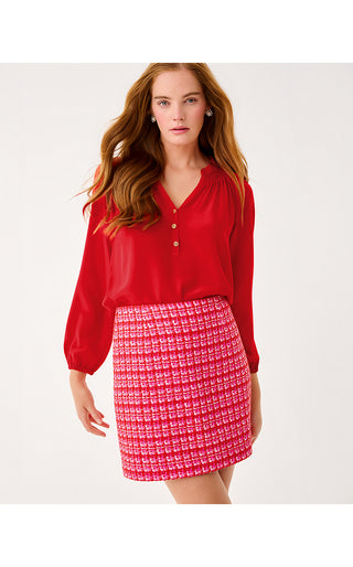 Kels Mini Skirt - Cranberry Red Fiesta Boucle
