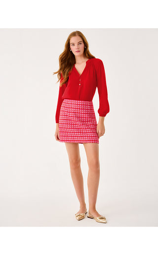 Kels Mini Skirt - Cranberry Red Fiesta Boucle