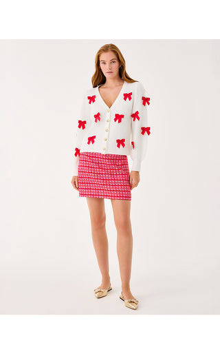 Kels Mini Skirt - Cranberry Red Fiesta Boucle