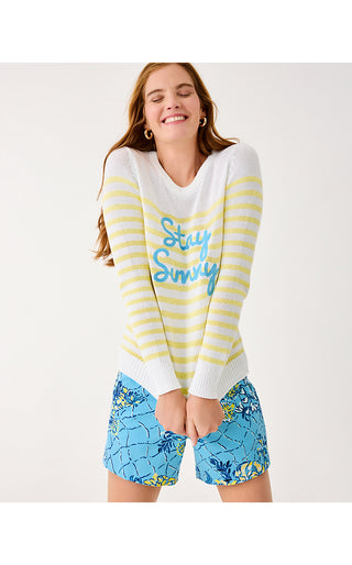 Kelsa Sweater - Resort White Stay Sunny Embroidery