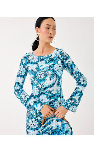 UPF 50+ Breena Maxi Dress - Bellevue Blue Lilly Gulls