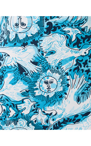 UPF 50+ Breena Maxi Dress - Bellevue Blue Lilly Gulls