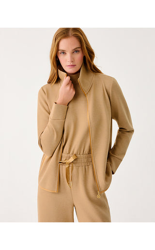 UPF 50+ Basque Full Zip Jacket - Heathered Iced Latte