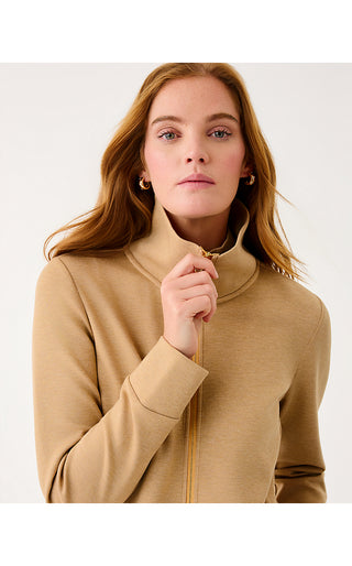 UPF 50+ Basque Full Zip Jacket - Heathered Iced Latte