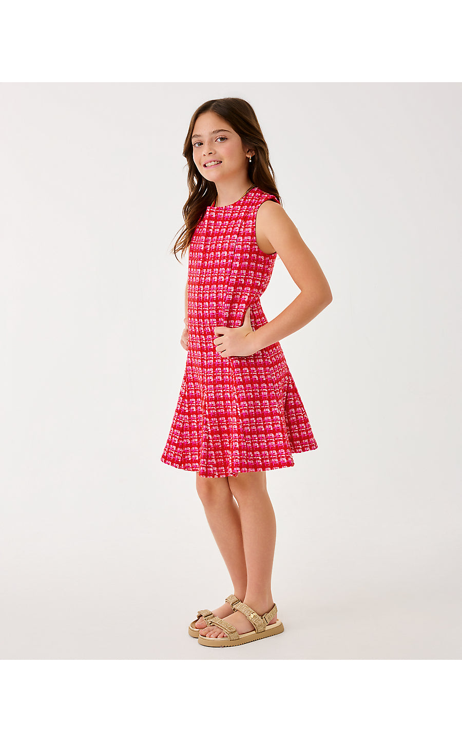 red boucle dress Zarith Dress in Red Boucle Floral