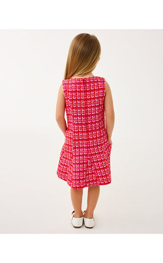 Girls Mini Enya Dress - Cranberry Red Fiesta Boucle