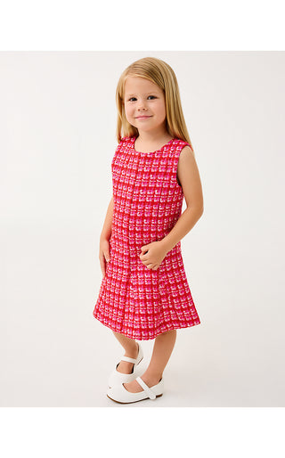 Girls Mini Enya Dress - Cranberry Red Fiesta Boucle