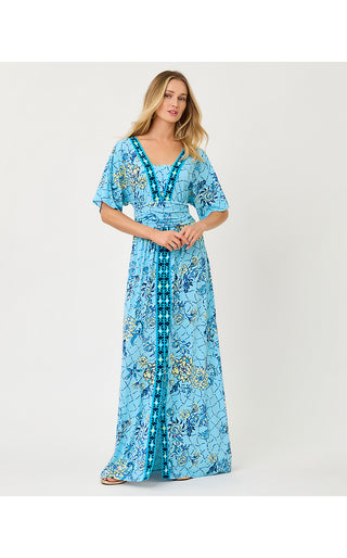 Lauralai Maxi Dress - Bellevue Blue Breakers Beach Engineered Knit Maxi
