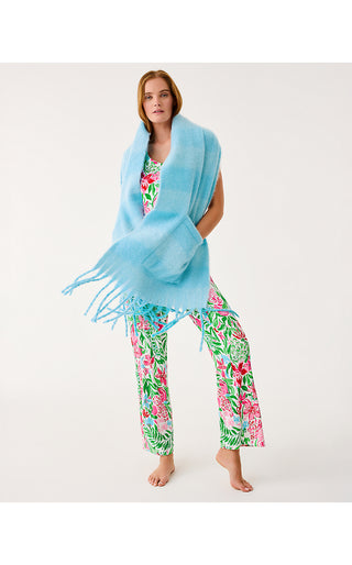 Camelia Fringe Wrap - Bellevue Blue X Hydra Blue