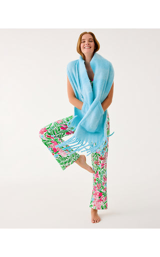 Camelia Fringe Wrap - Bellevue Blue X Hydra Blue