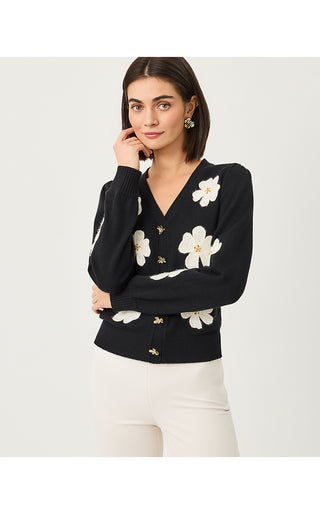 Millard Sweater - Black Big Lillys Flower Embroidery