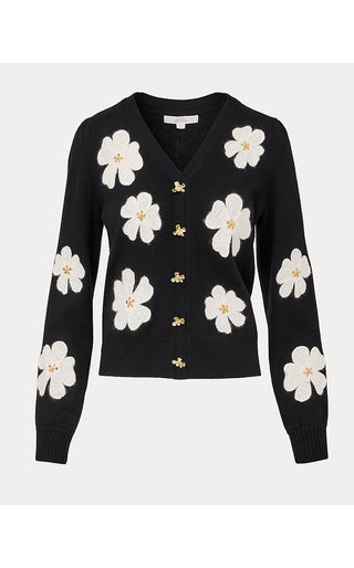 Millard Sweater - Black Big Lillys Flower Embroidery